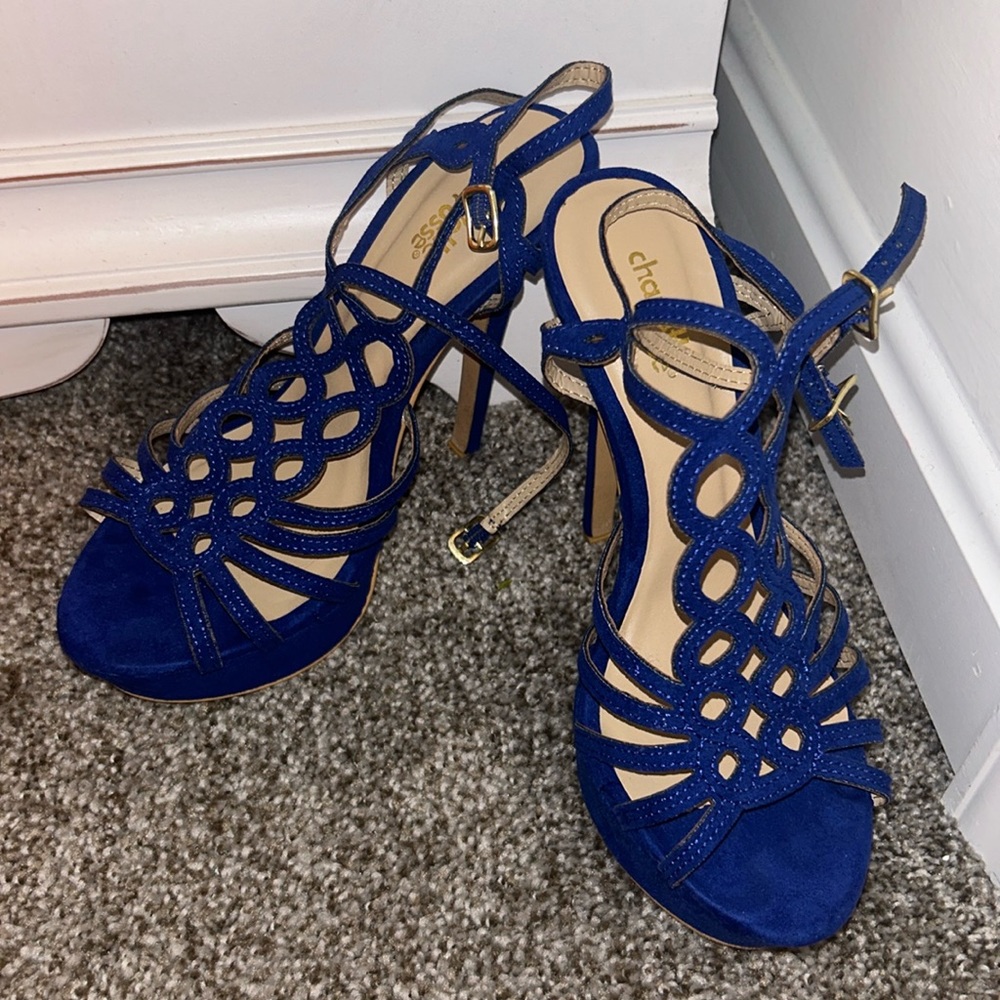 Blue strap heels